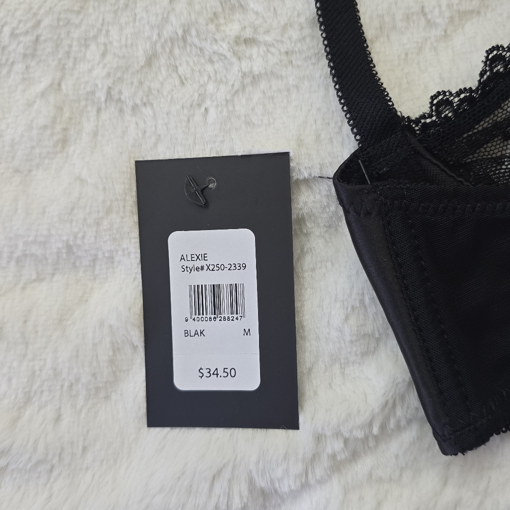 NWT Frederick's Of Hollywood Alexie Black Lace Open Cup Balconette Bra - Picture 5 of 6